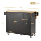 Kitchen Cart with Wood Top and Drop Leaf Breakfast Bar, Rolling Mobile Kitchen Island with Storage and Towel Rack