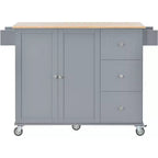 Kitchen Cart with Wood Top and Drop Leaf Breakfast Bar, Rolling Mobile Kitchen Island with Storage and Towel Rack