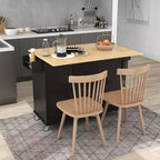 Kitchen Cart with Wood Top and Drop Leaf Breakfast Bar, Rolling Mobile Kitchen Island with Storage and Towel Rack