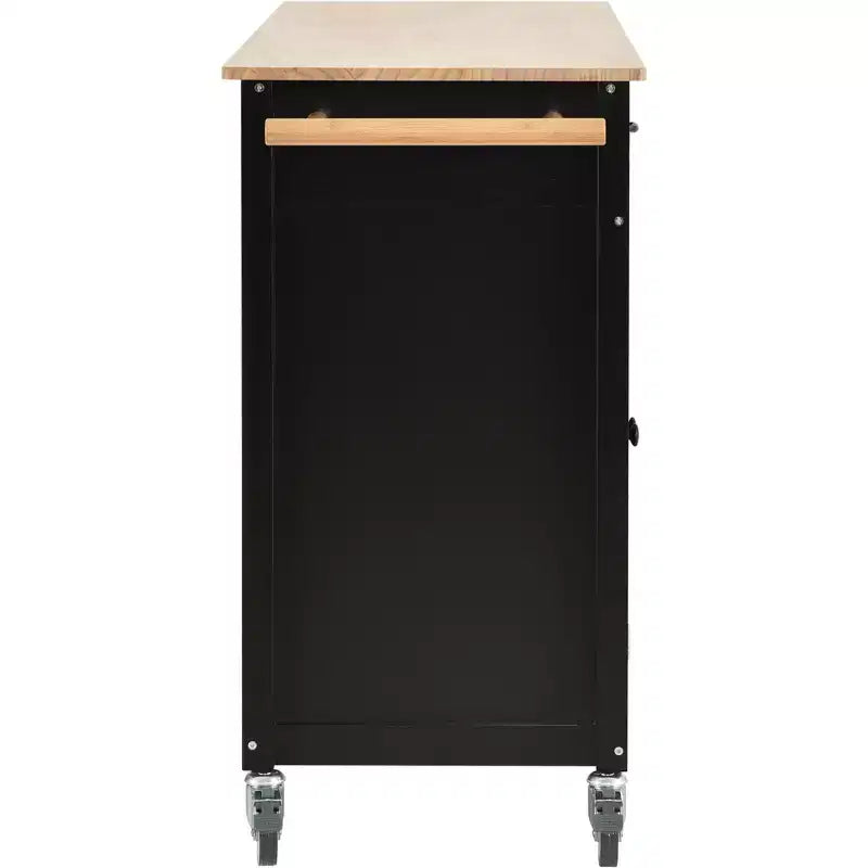 Rolling Kitchen Island Cart on Wheels with Solid Wood Top and Locking Wheels, 54.3 Inch Width, 4 Door Cabinet and Two Drawers, Spice Rack