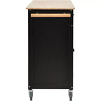 Rolling Kitchen Island Cart on Wheels with Solid Wood Top and Locking Wheels, 54.3 Inch Width, 4 Door Cabinet and Two Drawers, Spice Rack