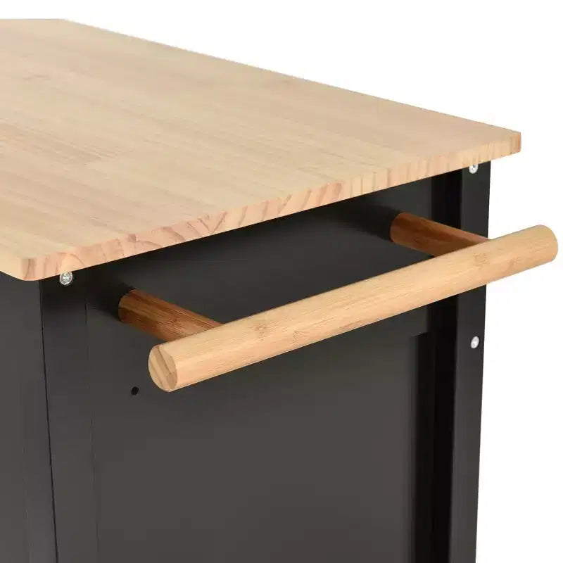Rolling Kitchen Island Cart on Wheels with Solid Wood Top and Locking Wheels, 54.3 Inch Width, 4 Door Cabinet and Two Drawers, Spice Rack