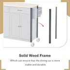 Rolling Kitchen Island Cart on Wheels with Solid Wood Top and Locking Wheels, 54.3 Inch Width, 4 Door Cabinet and Two Drawers, Spice Rack