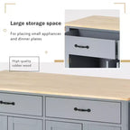 Rolling Kitchen Island Cart on Wheels with Solid Wood Top and Locking Wheels, 54.3 Inch Width, 4 Door Cabinet and Two Drawers, Spice Rack