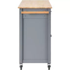 Rolling Kitchen Island Cart on Wheels with Solid Wood Top and Locking Wheels, 54.3 Inch Width, 4 Door Cabinet and Two Drawers, Spice Rack