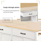 Rolling Kitchen Island Cart on Wheels with Solid Wood Top and Locking Wheels, 54.3 Inch Width, 4 Door Cabinet and Two Drawers, Spice Rack