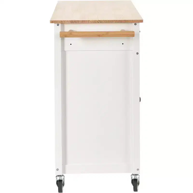 Rolling Kitchen Island Cart on Wheels with Solid Wood Top and Locking Wheels, 54.3 Inch Width, 4 Door Cabinet and Two Drawers, Spice Rack