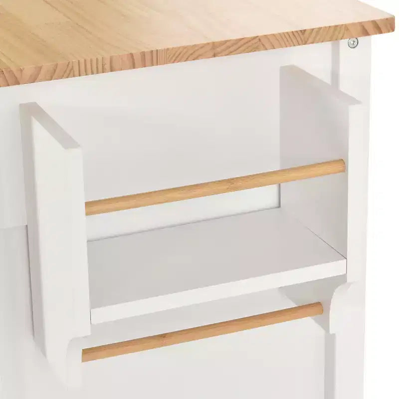 Rolling Kitchen Island Cart on Wheels with Solid Wood Top and Locking Wheels, 54.3 Inch Width, 4 Door Cabinet and Two Drawers, Spice Rack