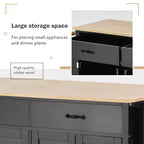 Rolling Kitchen Island Cart on Wheels with Solid Wood Top and Locking Wheels, 54.3 Inch Width, 4 Door Cabinet and Two Drawers, Spice Rack