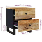 vidaXL Bedside Cabinet Black Solid Mango Wood Medium Bedside Cabinet