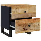 vidaXL Bedside Cabinet Black Solid Mango Wood Medium Bedside Cabinet