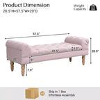 Okak Modern Diamond Button-Tufted Ottoman Bench with Rolled Arms,Upholstered Ottoman Stool for Bedroom,Entryway