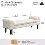 Okak Modern Diamond Button-Tufted Ottoman Bench with Rolled Arms,Upholstered Ottoman Stool for Bedroom,Entryway