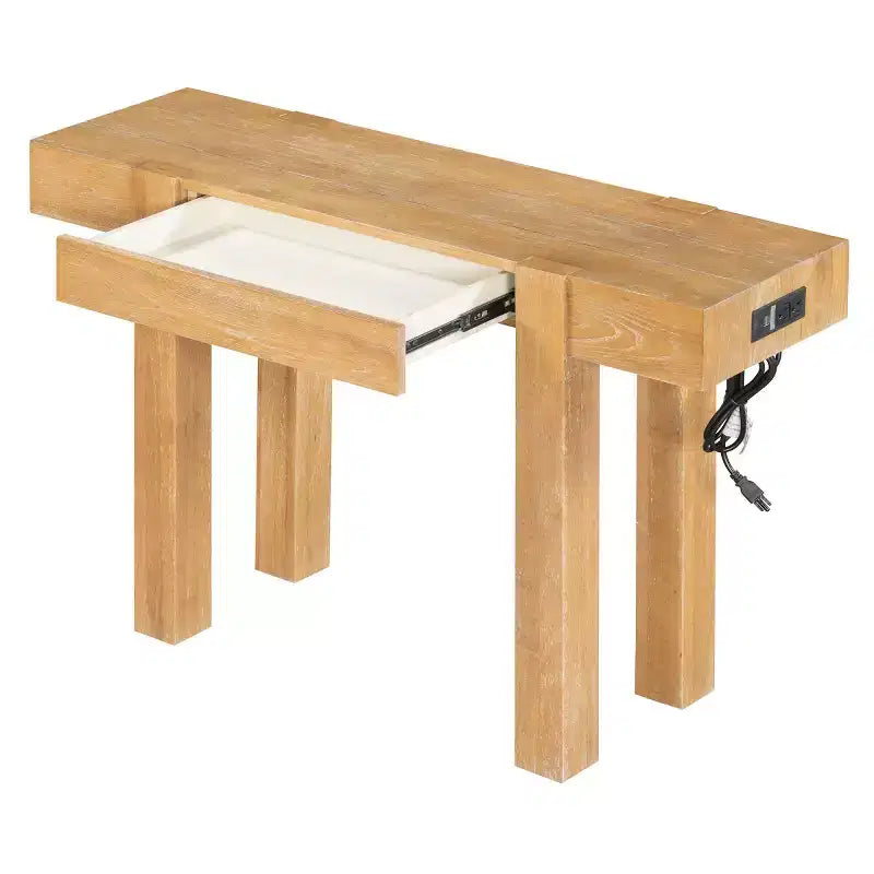 Console Table with Storage Drawer, Wood Veneer Sofa Table, Narrow Entryway Table for Living Room or Home Office