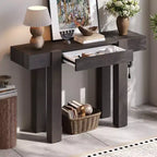Console Table with Storage Drawer, Wood Veneer Sofa Table, Narrow Entryway Table for Living Room or Home Office