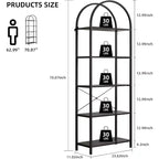Bookshelf 5 Tier,Arched Display Racks,Tall Shelf for CDs/Books, Modern Storage Rack Shelf Large Wood Book Shelf for Bedroom, Living Room, Home Office