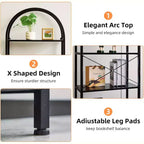 Bookshelf 5 Tier,Arched Display Racks,Tall Shelf for CDs/Books, Modern Storage Rack Shelf Large Wood Book Shelf for Bedroom, Living Room, Home Office