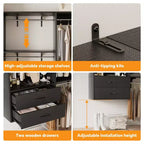 Freestanding Closet System with 8 Hanging Rods, Drawers & 10 Shelves