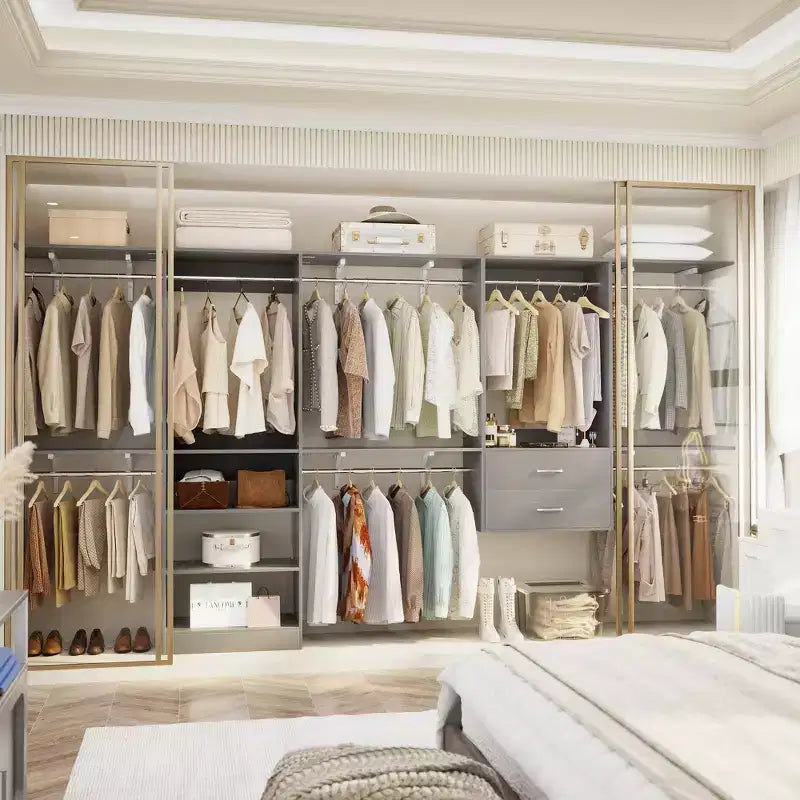 Freestanding Closet System with 8 Hanging Rods, Drawers & 10 Shelves