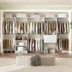Freestanding Closet System with 8 Hanging Rods, Drawers & 10 Shelves