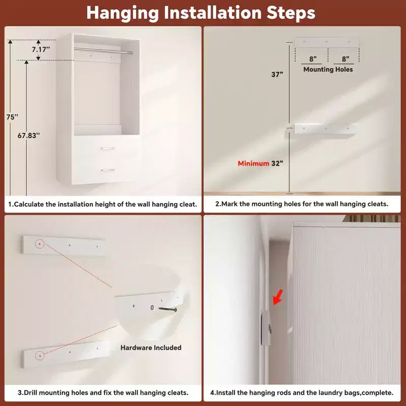 Freestanding Closet System with 8 Hanging Rods, Drawers & 10 Shelves
