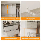 Freestanding Closet System with 8 Hanging Rods, Drawers & 10 Shelves