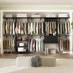 Freestanding Closet System with 8 Hanging Rods, Drawers & 10 Shelves