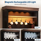 72'' Tall Coffee Bar Cabinet with LED Lights, Adjustable Shelves, Drawers, Glass Shelf, Ample Storage Sideboard Buffet for Living or Dining Room