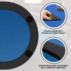 Oval poker table for 10 people - Foldable metal legs - 9 stainless steel cup holders - Waterproof padded rim