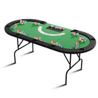Oval poker table for 10 people - Foldable metal legs - 9 stainless steel cup holders - Waterproof padded rim