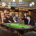 Oval poker table for 10 people - Foldable metal legs - 9 stainless steel cup holders - Waterproof padded rim
