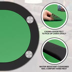 Oval poker table for 10 people - Foldable metal legs - 9 stainless steel cup holders - Waterproof padded rim
