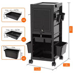 Multi-Function Rolling Storage Cart with 6 Trays, 3 Holders, Lockable Drawers with Keys, for Beauty and Hairdressing Tools, Enhanced Capacity