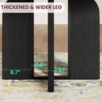 47-63 Extendable Round Dining Room Table for 4-8, Farmhouse Wooden Kitchen Table w/ Wider Leg, Metal Support, Oval Circle, for Dinner, Kitchen
