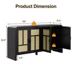 Sideboard Buffet Cabinet with Rattan Doors, Large Storage Cabinet with Shelves for Dining Room, Living Room, Entryway Storage Organizer