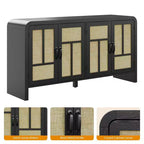 Sideboard Buffet Cabinet with Rattan Doors, Large Storage Cabinet with Shelves for Dining Room, Living Room, Entryway Storage Organizer