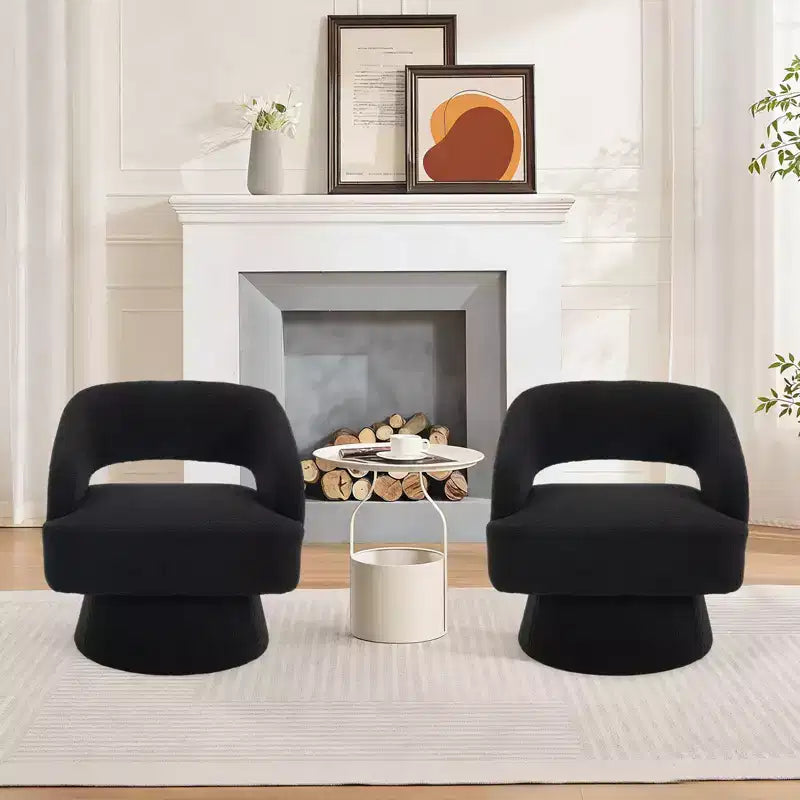 360 Swivel Velvet Barrel Chair, Modern Accent Armchair with Striped Backrest, Plush Cushion for Living Room, Bedroom