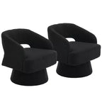 360 Swivel Velvet Barrel Chair, Modern Accent Armchair with Striped Backrest, Plush Cushion for Living Room, Bedroom
