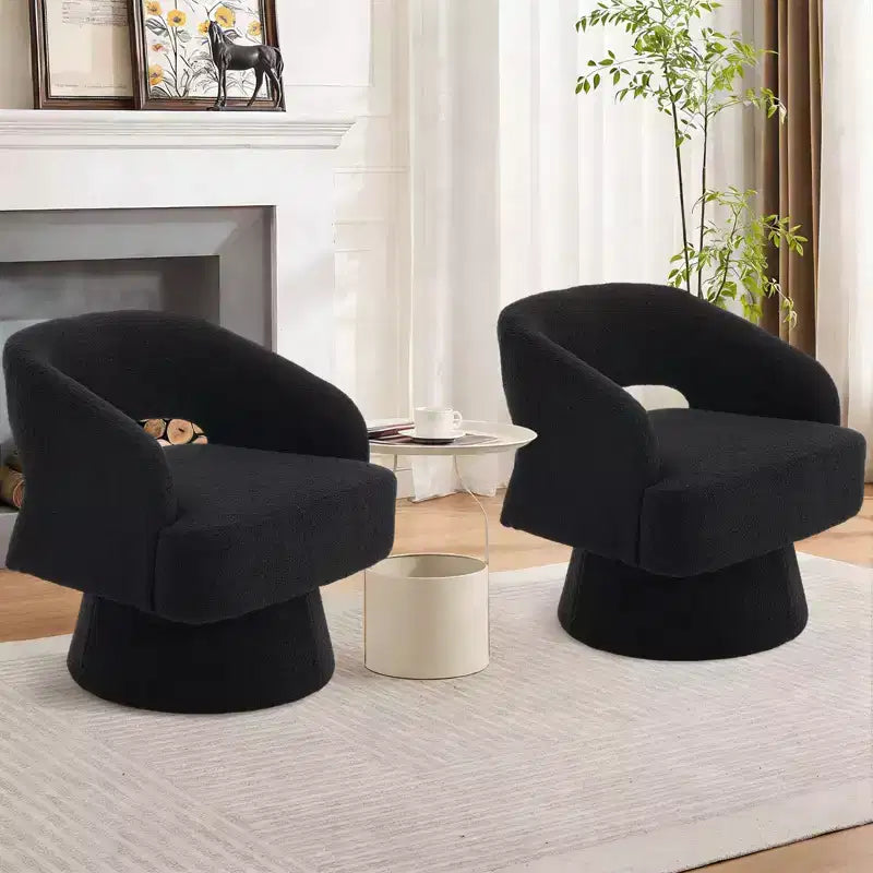 360 Swivel Velvet Barrel Chair, Modern Accent Armchair with Striped Backrest, Plush Cushion for Living Room, Bedroom