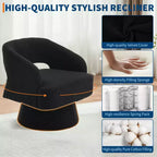 360 Swivel Velvet Barrel Chair, Modern Accent Armchair with Striped Backrest, Plush Cushion for Living Room, Bedroom