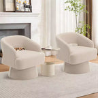 360 Swivel Velvet Barrel Chair, Modern Accent Armchair with Striped Backrest, Plush Cushion for Living Room, Bedroom