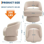 360 Swivel Velvet Barrel Chair, Modern Accent Armchair with Striped Backrest, Plush Cushion for Living Room, Bedroom