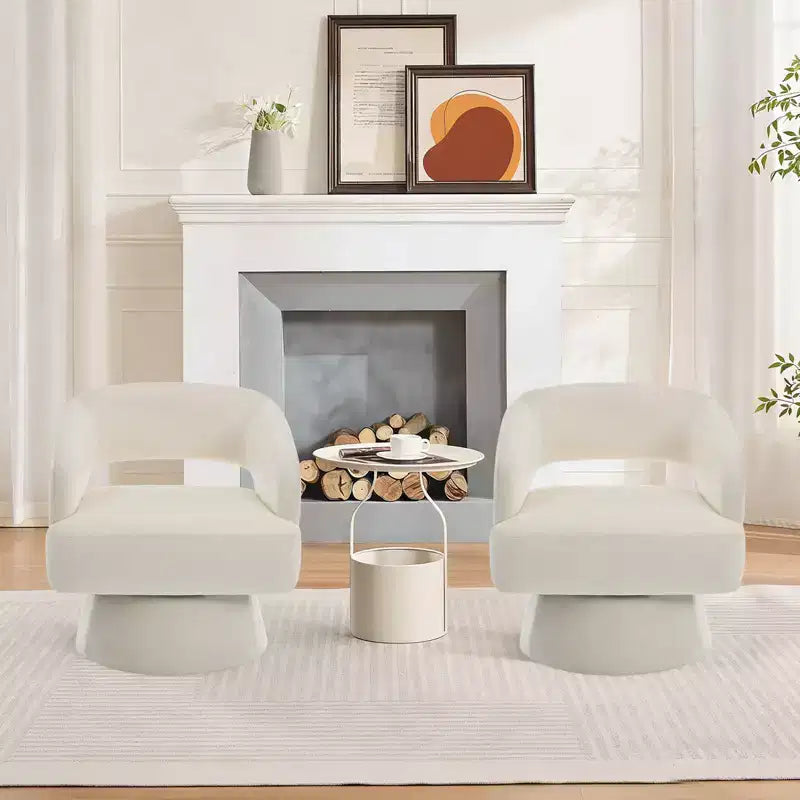 360 Swivel Velvet Barrel Chair, Modern Accent Armchair with Striped Backrest, Plush Cushion for Living Room, Bedroom