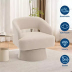 360 Swivel Velvet Barrel Chair, Modern Accent Armchair with Striped Backrest, Plush Cushion for Living Room, Bedroom
