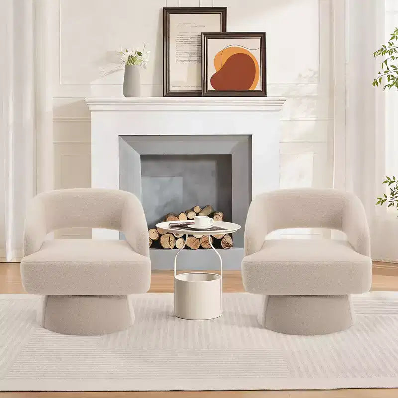 360 Swivel Velvet Barrel Chair, Modern Accent Armchair with Striped Backrest, Plush Cushion for Living Room, Bedroom