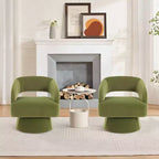 360 Swivel Velvet Barrel Chair, Modern Accent Armchair with Striped Backrest, Plush Cushion for Living Room, Bedroom