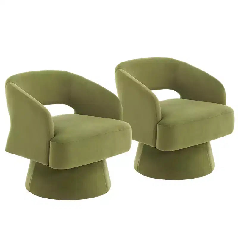 360 Swivel Velvet Barrel Chair, Modern Accent Armchair with Striped Backrest, Plush Cushion for Living Room, Bedroom