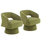 360 Swivel Velvet Barrel Chair, Modern Accent Armchair with Striped Backrest, Plush Cushion for Living Room, Bedroom