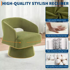 360 Swivel Velvet Barrel Chair, Modern Accent Armchair with Striped Backrest, Plush Cushion for Living Room, Bedroom