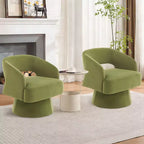 360 Swivel Velvet Barrel Chair, Modern Accent Armchair with Striped Backrest, Plush Cushion for Living Room, Bedroom